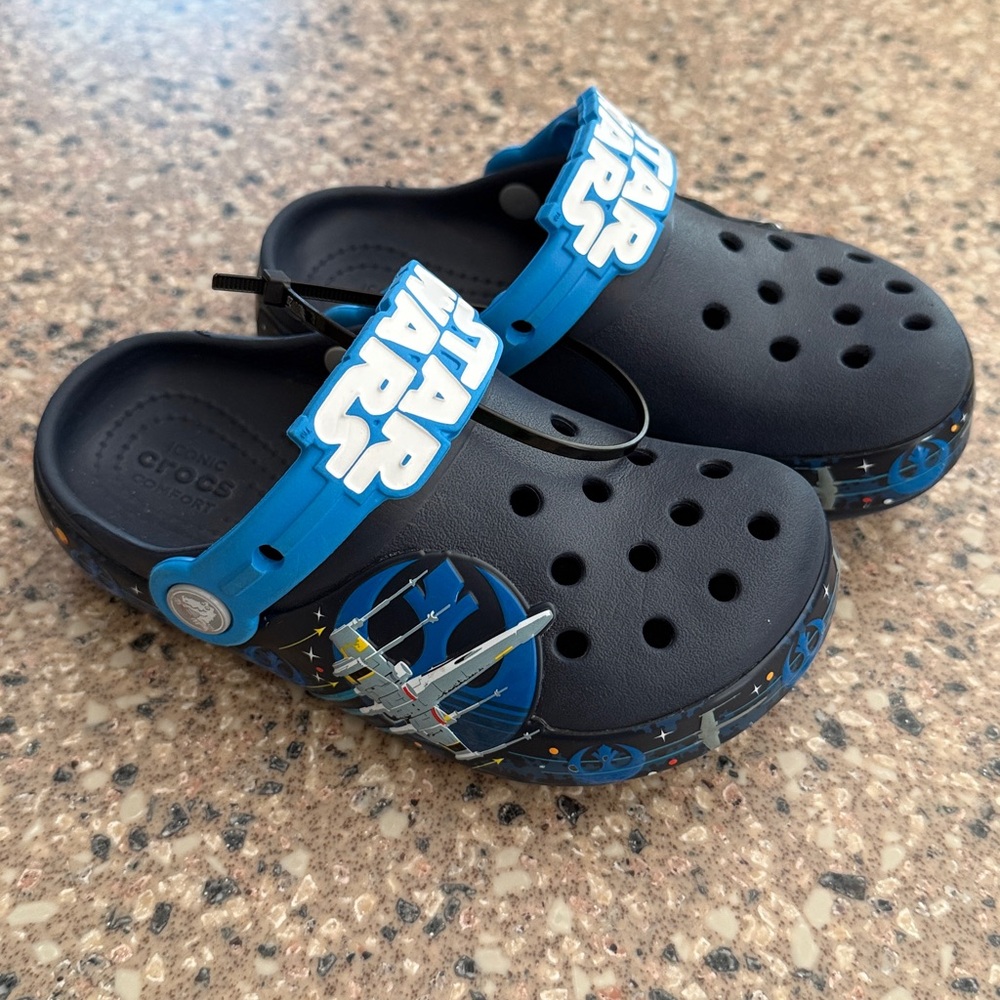 CROCS Star Wars Black Clogs with Blue Strap